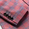 Herenpakken Fasion Sprin en Autumn Casual Men Plaid Blazer Cotton Slim Enland Suit Blaser Masculino Male jas S-6XL