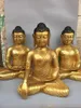 Decorative Figurines 18"Tibet Temple Collection Old Bronze Cinnabar Gilded Sambo Buddha Phra Sompo A Set Sitting Worship Hall Town House