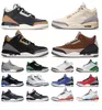 Authentic 3 3s mid low Man Woman Basketball Shoes Sports Sneakers trainers Brown Black Cement Gold Beige coffee Light curry