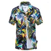 Camicie casual da uomo camicia hawaiana per uomo palma stampata 3xl spiaggia a manica corta bottone cubano camisas de hombre