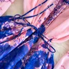 Basic Casual Dresses Summer Women Flower Decorative O-neck Lace-up Tie-dye Floral Print Short Dress Vestidos High Waist Long Sleev265d