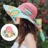 Berets Strohhut Panamas UV Schutz Sonnenvisor Seaside Strand Tide Sommerhüte Frauen Eimer falten Fashion Sweet Boho