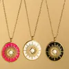Colliers pendants Collier en acier inoxydable creux circulaire pour femmes bijoux de mode polychrome d'huile bohème
