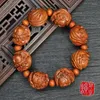 Strand Wood Carving Hand Chain Guanyin Arhat Buddha Head Bracelet Shakyamuni Beads Jujube Technology