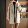 Womens Jackets Autumn and Winter 100% Pure Wool Double Sided Coat Mid Length High End Solid Color Suit Collar Top 230818