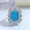 Bagues de cluster SpringLady 925 Sterling Silver Paraiba Tourmaline Charms Gemstone Lab Diamond Wedding Engagement Band Fine Jewel