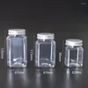 収納ボトル透明なプラスチックタンクアルミニウムキャップラウンドキャニスター空の透明な旅行ボトルワイドマウスコンテナキッチンサプリ