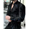 Męskie koszule Wysoko jakościowa moda Mężczyźni Koszulka Buta Projektant Lapel Starry Sky Print Done Tleeve Tops Cardigan Cardigan