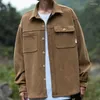 Chaquetas para hombre, camisa de manga larga de pana con textura Retro, chaqueta holgada de bolsillo tridimensional para pareja de montaña para otoño e invierno