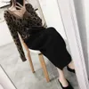 Women's Knits Tees Leopard Print Stitching Cardigan Knitted Sweater Women V-neck Coat Elegant Lady Clothes Casual Tops Knitwear Loose Jumpers T12 HKD230821