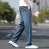 Calças de jeans de jeans masculinos de cintura alta solta Spring/verão fino macio lyocell Fabric Straight Korea Troups Casual