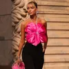 Débardeurs pour femmes Sexy Halter Cristal Fleur Asymétrique Dos Ouvert Crop Top Femme 2023 Y2K Vêtements Été Mode Tops Rose Cami Streetwear