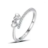 Bagues de grappe CYJ européenne CZ S925 bague de mariage en argent Sterling Double coeur amour pour les femmes fête d'anniversaire fille bijoux