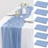 Tafelloper 6pcs Cheesecloth Tafelloper 90*300cm Boho Gauze eettafel Decoratie voor bruidsreceptie Bridal Shower Rustic Tafel Cover 230818