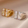 Anelli da nozze Rettangolo zircone bianco femmina per donne fasce quadrate di colore oro argento ad anello di fidanzamento vintage gioielli di compleanno cz