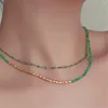 Catene da 3 mm pietre gemme sfaccettate perle agata verde naturale collana in acciaio inossidabile chocatore di gioielli femminili set per donne feste