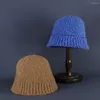 Bérets couleur unie casquette seau chapeau japon doux tricoté femmes coréen tricot hiver chaud Streetwear épaissi bassin laine