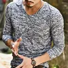 Męskie garnitury B1321 Lente Mannen Met Lange Mouwen T-shirt V Hals Zwarte TOP TEE Mannelijke Streetwear Fitness