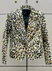 Frauenanzüge hochwertiger original Designer Mode Taille Leopardenmuster Blazer Jacke Tops