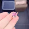 Ringos de cluster jóias finas 925 prata esterlina inserida com gemas gem feminina moda de luxo flor rosa safira