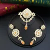 Earrings Necklace Neovisson Elegent Morocco Jewelry Sets Gold Color Waist Chain Belt Orange Crystal Choker Necklace Drop Earring Brooch Gift 230820