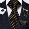 Broche de gravata preta listrada com listras listradas do pescoço 100% de seda de seda lenço de lenço de mangueiro de mannual de moda para homens Barry.wang gs-5218 230818