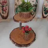 Conjuntos de utensílios de jantar buffet buffet de buffet placa fruta bicanical prateleira decoração de prateleira de flor rústica stand stand prato de madeira titular e1a4