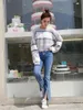 Women's Sweaters Ladies Knited O Neck Patchwork Button Sweater Women Autumn Winter Loose Striped Crochet Pullover Fashion Korean Office Tops