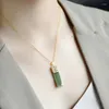 Hänge halsband etnisk kinesisk dubbel lycka jade halsband för kvinnor prospiterande mönster bröllop smycken charm kedjekedja gåva