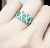 Pierścienie klastrowe na biżuterię naturalny prawdziwy szmaragdowy pierścień koronny 925 srebro srebro 0,2ct 3pcs 0,07ct 8pcs kamień szlachetny drobny Q8051602