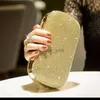 Kvällspåsar Shinny Glitter Evening Bags Rhinestone Hard-Surface Box Bags Elegant Female Wedding Shoulder Pouch Banket Party Luxury Purse HKD230821