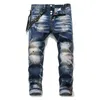 22SS MENS Designer Jeans Moda angustiada Ripped Biker Slim Fit Motorcycle Denim para homens de alta qualidade Jean Mans calças P2157