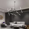 Żyrandole nowoczesna gałąź sufit LED żyrandol szklany czarny czarny na hall jadalnia salon sypialnia lampy wisząca