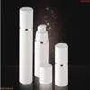 15ml 30ml 50ml Pure White Cylindrical Silver Edge Cosmetic Packing Containers Plastic Emulsion Airless Pump Bottle#213goods Ldpvp