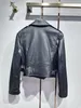 Classic Women Designer Jackets Short Jackets Black Genuine Couro Slim Fit Sheepskin Casa Curta Lapel Pescoço ao ar livre Motocicleta Biker Coat Streetwear Great Quality H14