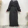 Ethnic Clothing Middle East Fashion Simple Women Stripes Muslim Dress Abaya Dubai Turkey Arabic Islamic Caftan Chiffon Robe