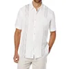 Camicie casual maschile uomini a manica corta guayabera estate per il collare a riposo maschio con tascabile 2592