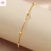 Anklets XT Jewellery Korea 24k Light Beads Gold Bean Anklet Women 916 Original Gold Plated 230820