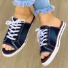 Sandals Fashion Canvas Slippers Lace Up Open Teen Dames Denim luxury sandals women designers womens shoes R230821