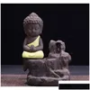 Duftlampen kleiner Buddha Backflow Weihrauch Brenner Purpur Sandmönch Censer Mini Keramik Originalität Ornament Berg Wasser Exqui Otloj