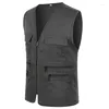 Hommes gilets Multi poche gilet veste décontracté grande taille Slim Fit vêtements d'extérieur sans manches fermeture éclair mâle vêtements coton gilet