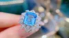 Cluster Rings Guild HN2023 Aquamarine Ring Fine Jewelry Pure 18K Gold Natural 3.22CT Blue Gemstones