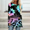 Women's T Shirts 2023 Printed Round Neck Long Sleeve Loose Fitting T-shirt