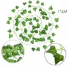 Dekorativa blommor konstgjorda blad Fake Vine Green Ivy Leaf Wall Hängande lövverk Creeper Wide Applications