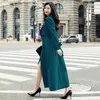 Women's Trench Coats 2023 Spring And Autumn Green Coat Windbreaker Long Knee Length Slim Fit Stylish British Style