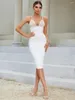 Casual Dresses Summer Women's Fashion White Sleeveless Slim Bandage Dress 2023 Elegant Sling Stitching Mini Celebrity Party
