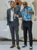 Mäns kostymer Men's Suit 2 Pieces Blazer Pants Tuxedo Single Breasted Wide Plaid kuber ränder Slim Business Work Wedding Groom skräddarsydd