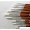 Painting Supplies 24Pcs /Lot Round Shape Nylon Hair Wooden Handle Paint Brush Set Tool For Art School Watercolor Acryli Jllbub Yummy Ot4Lo