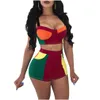 Pontas de duas peças femininas Mulgos de macacão Sexy Club Sleeseless Stitching Crop Top e Bodycon Shorts Suitores de Drop Drop Delivery Dh2RW