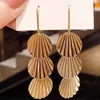 Dangle Earrings Post Stud Long Round Flaky Earring Girls Gold Silver Plating Fashion Jewelry Accessories Party Gift 2023 Style